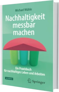 Das Cover des Buchs 'Nachhaltigkeit messbar machen', ein Sachbuch des Nachhaltigkeits-Experten Michael Wühle. Erschienen im Springer-Verlag 2022