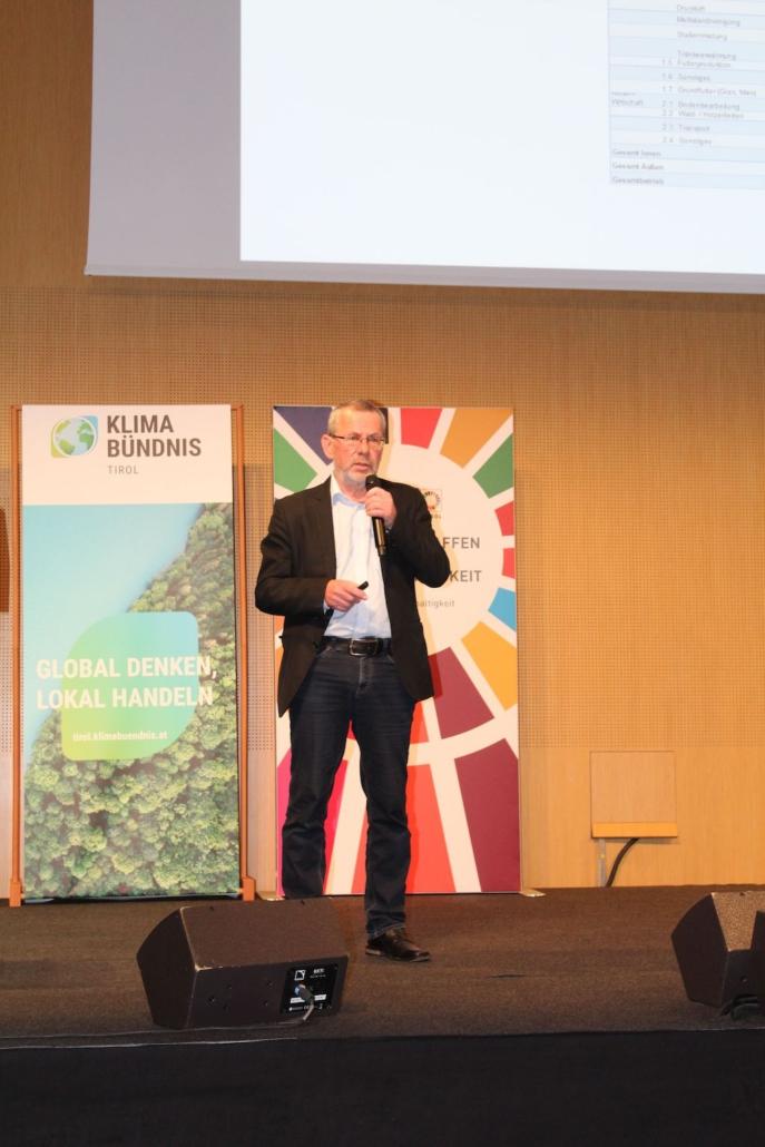 Nachhaltige Transformation von Unternehmen: Vortrag von Michael Wühle im B2B-Event 'Nachhaltigkeit messbar machen' zum Auftakt der Tiroler Nachhaltigkeitsmess ÖKO FAIR 2023, veranstaltet vom Klimabündnis Tirol